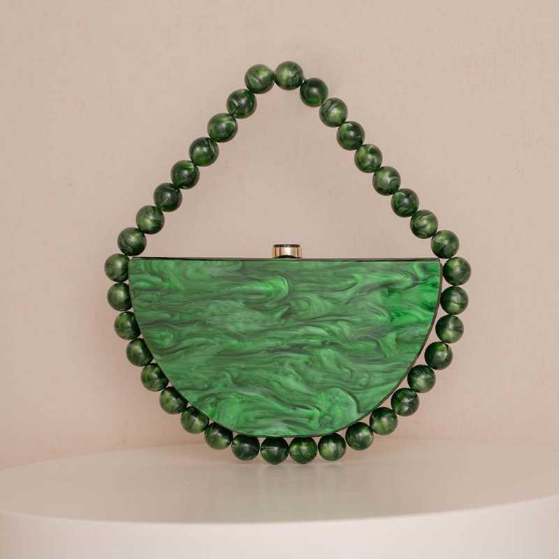 Tortoiseshell Bag Acrylic - Tas Akrilik Motif Leopard Retro Pearlescent