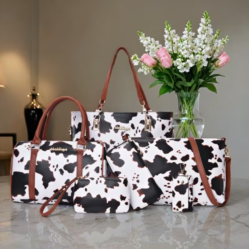 Women'S Crossbody Bags - Set Tas Tote Motif Sapi PU