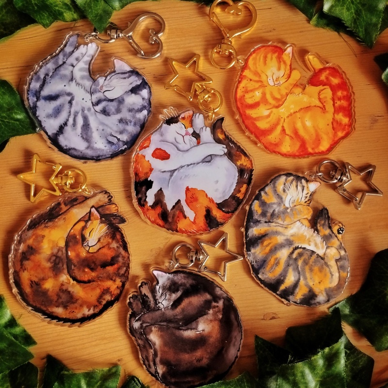 Tortoiseshell Bag Acrylic - Gantungan Kunci Akrilik Kucing Abu-abu Tabby,